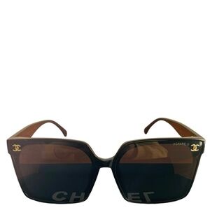 Authentic CHANEL Black Oversized Square Sunglasses